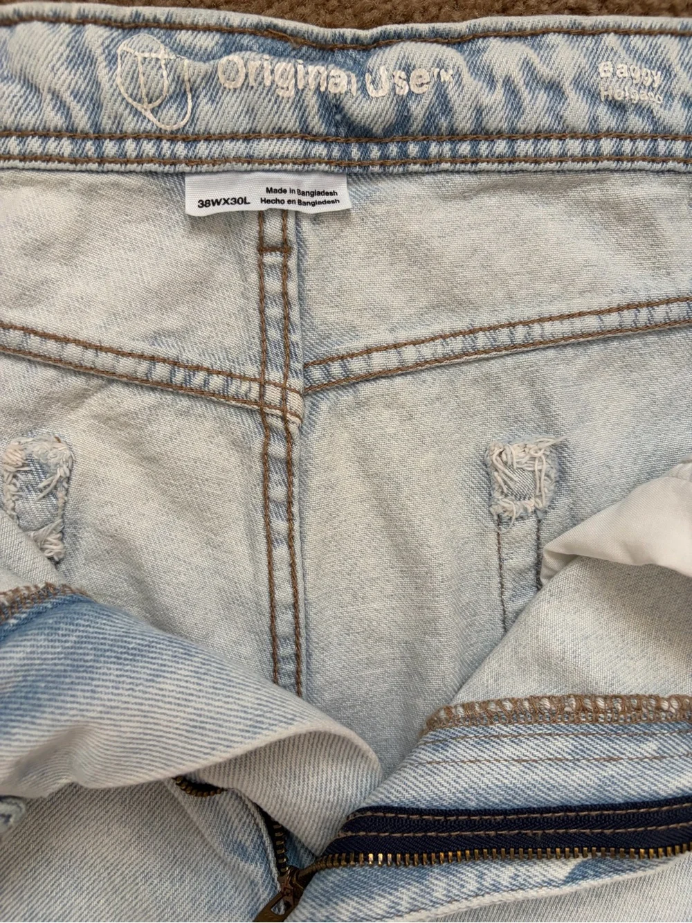 Original Use Light Blue Relaxed Straight Jeans